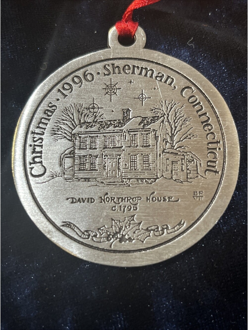 Vintage Pewter Christmas Ornament  David Northrop House Sherman Connecticut 1996